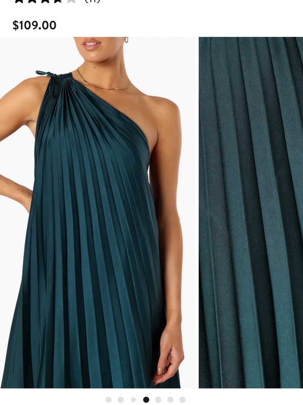 Petal & Pup One-Shoulder Pleated Dress in Teal